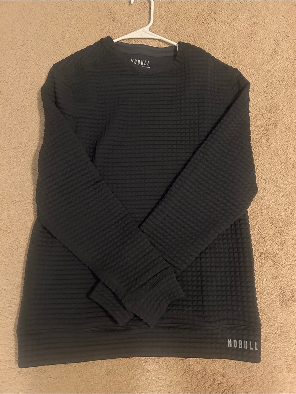 NOBULL Men's Black Waffle-Knit Crewneck Sweater